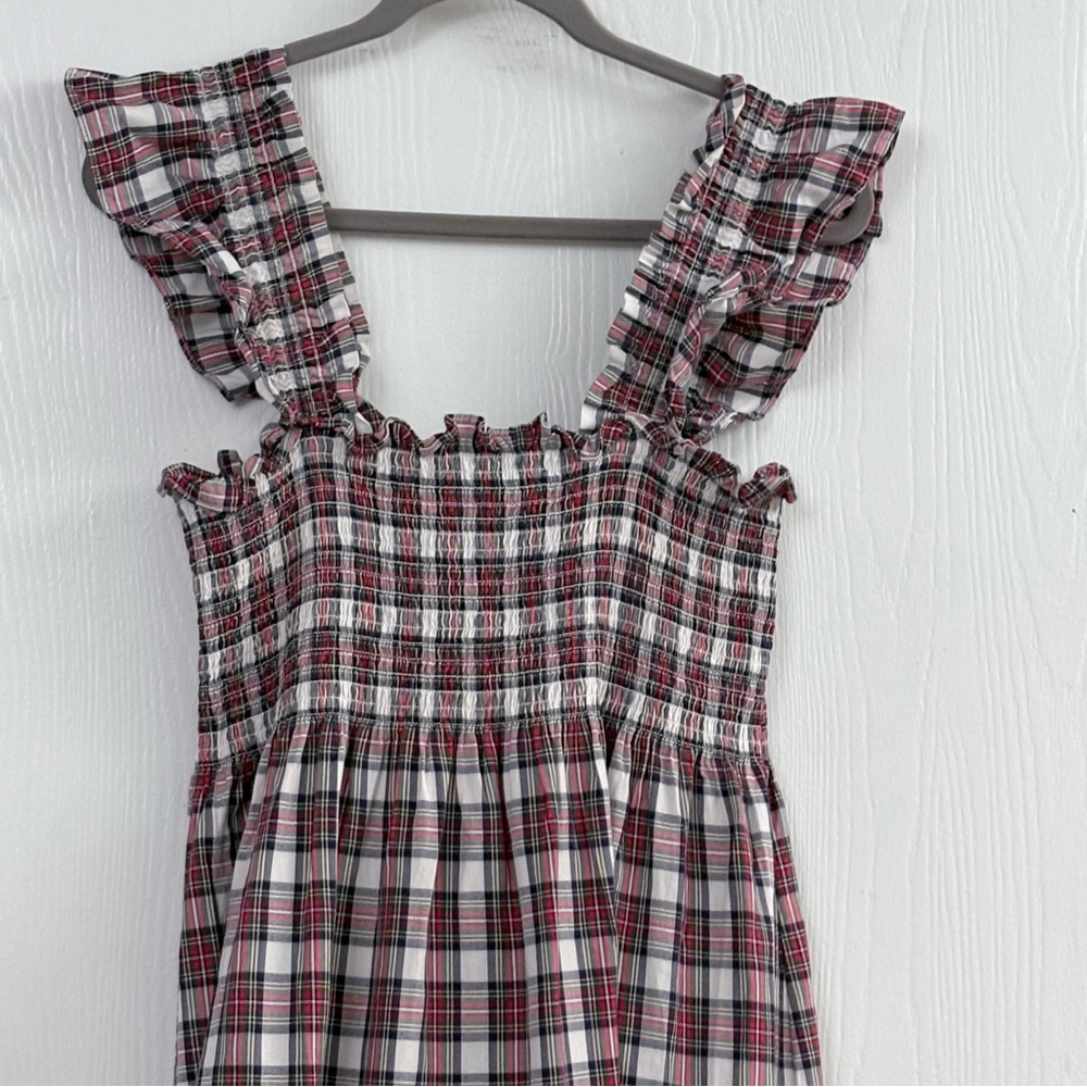 Hill House Ellie Nap Dress Multi Tartan Plaid Smocked Midi Ruffle Size Medium - Picture 5 of 12